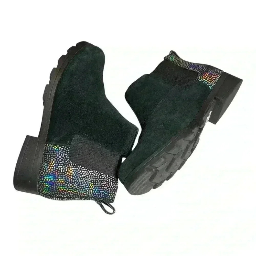 Sorel Women's Black Suede Iridescent Waterproof Booties Size 5 Preowned - Picture 5 of 11